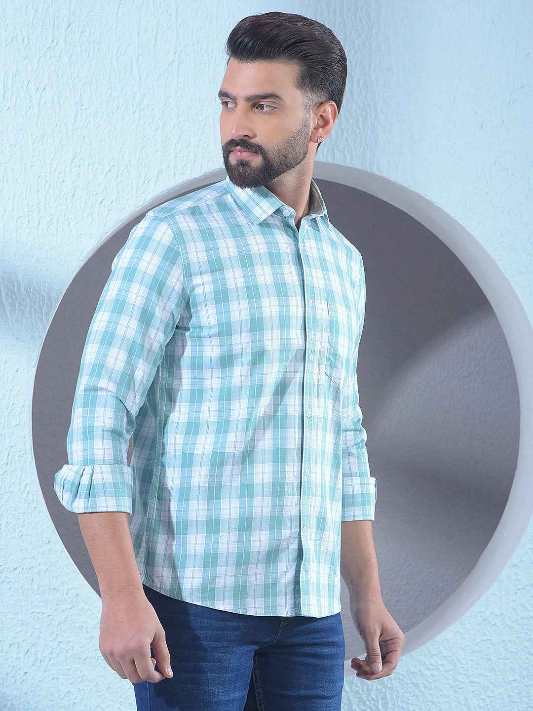 Green Checked 100% Cotton Shirt