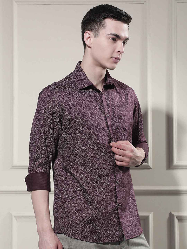 Trendy Wine Printed Shirt