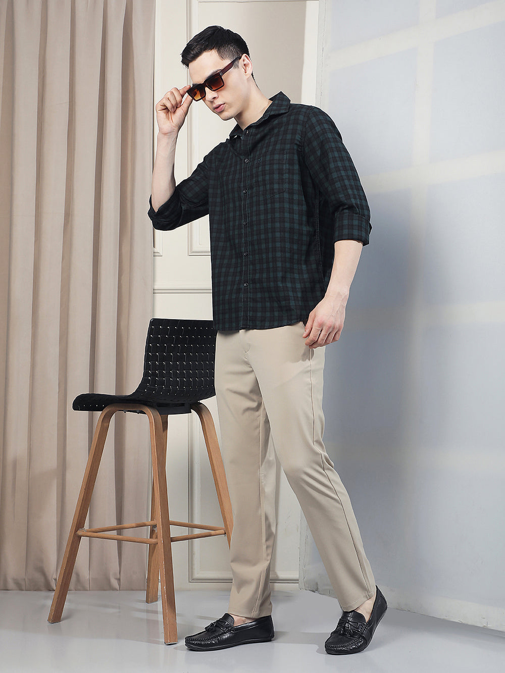 Green Checked 100% Cotton Shirt