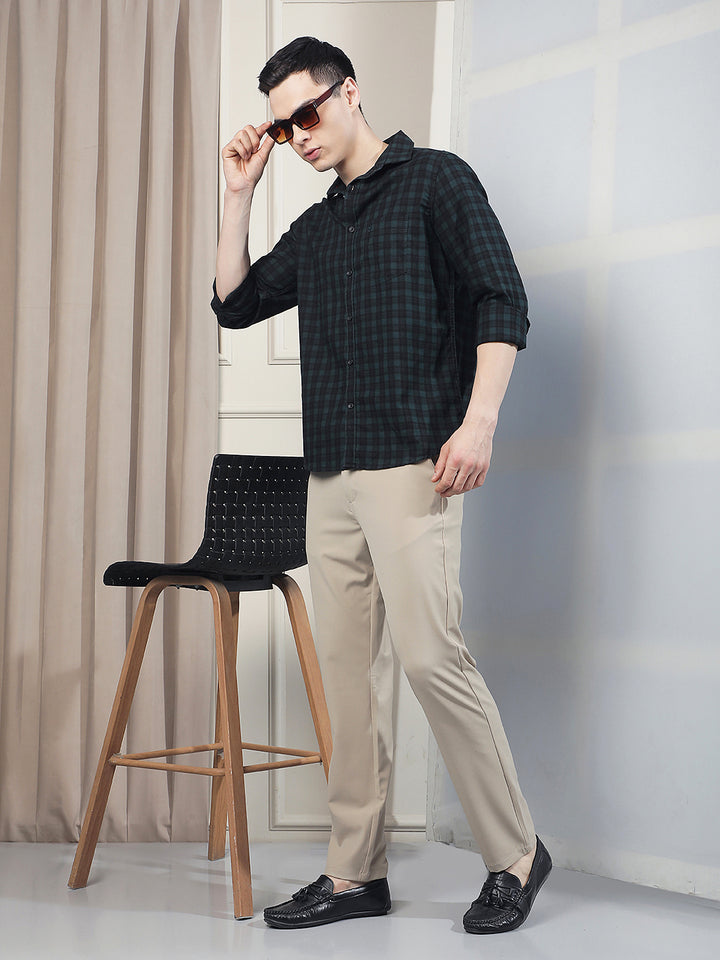 Green Checked 100% Cotton Shirt