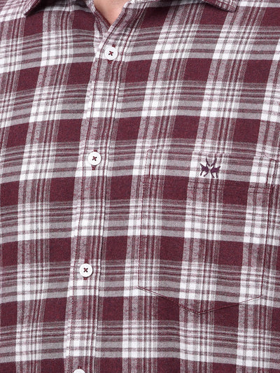 Maroon Checked 100% Cotton Shirt