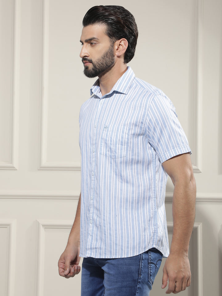 Blue Vertical Striped Shirt