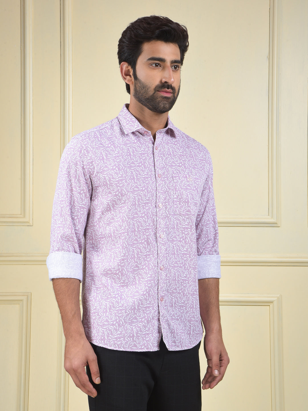 Purple Floral Print 100% Cotton Shirt