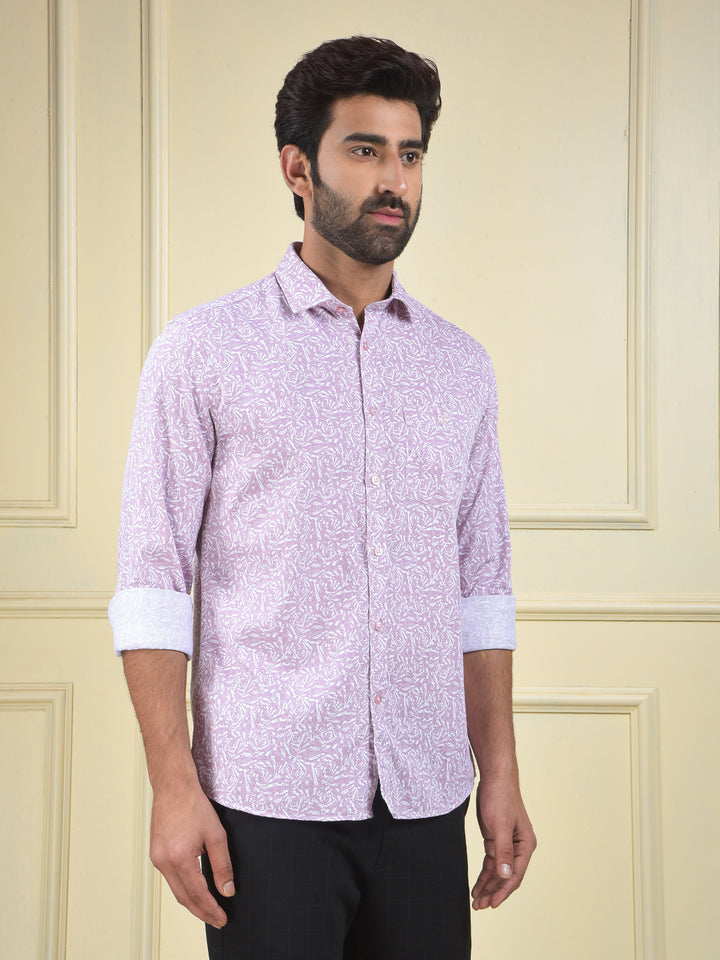Purple Floral Print 100% Cotton Shirt