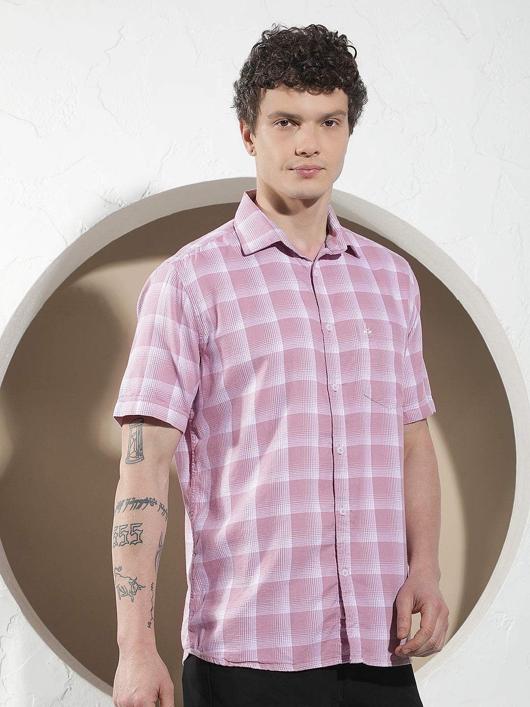 Pink Checked 100% Cotton Shirt