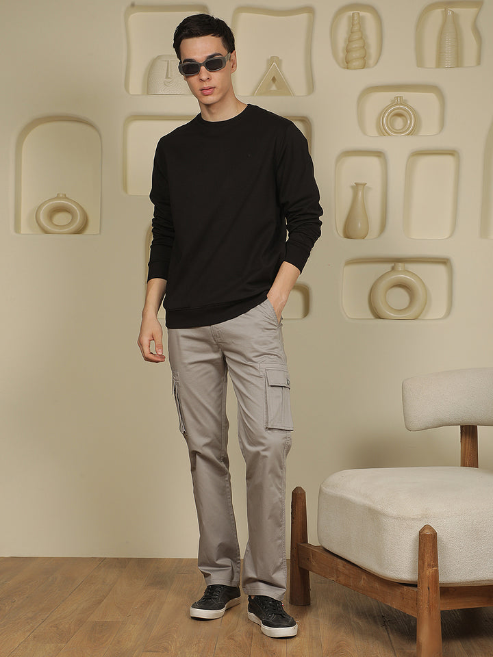 Cotton Grey Cargo Stretchable Jeans