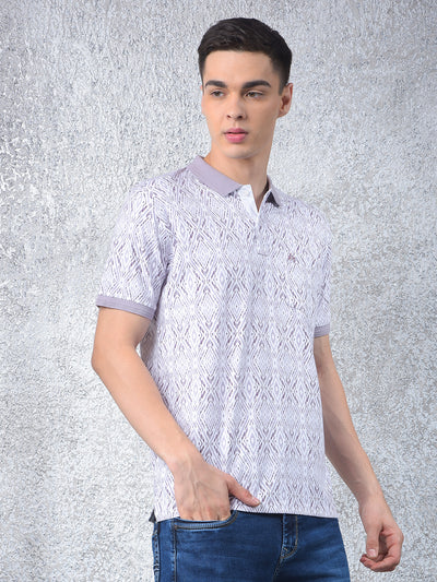 Pink Printed Polo Neck T-Shirt