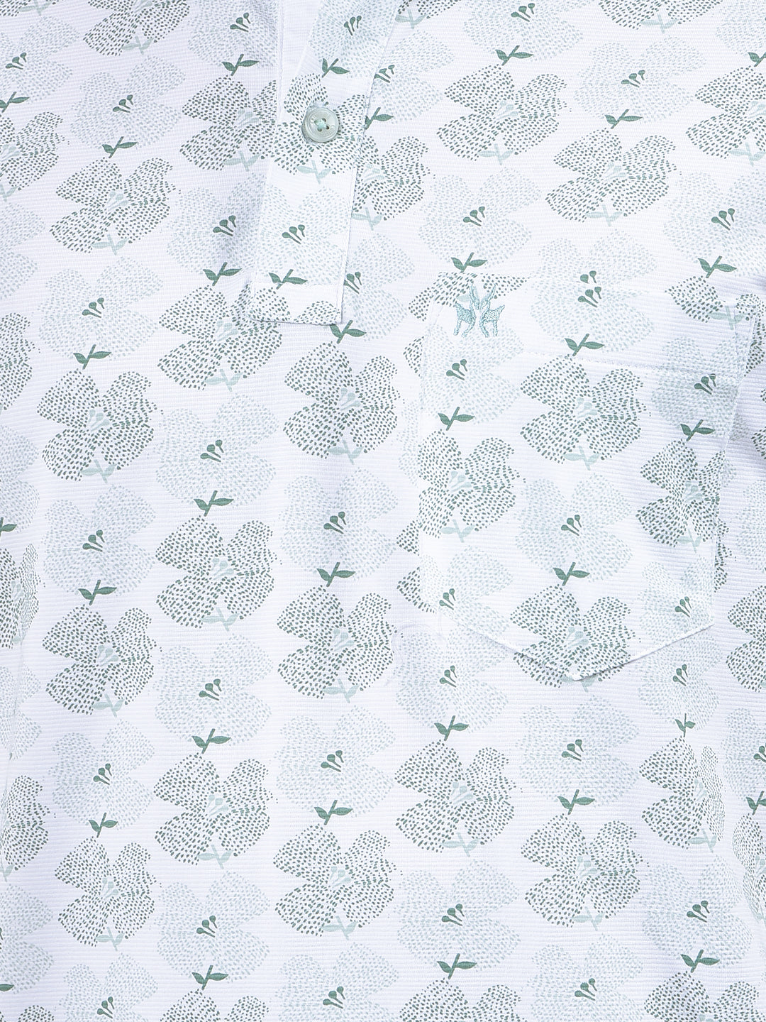Green Floral Print Polo Neck T-Shirt