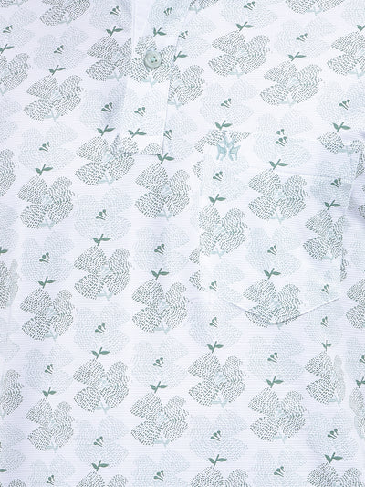 Green Floral Print Polo Neck T-Shirt