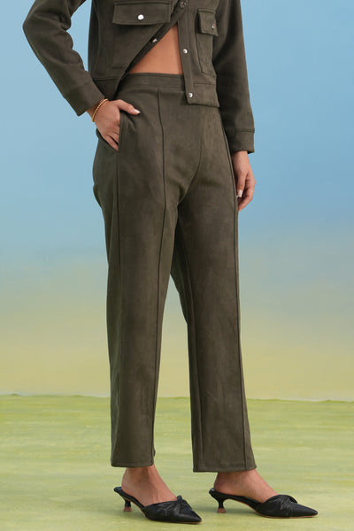 Olive Straight Winter Trousers