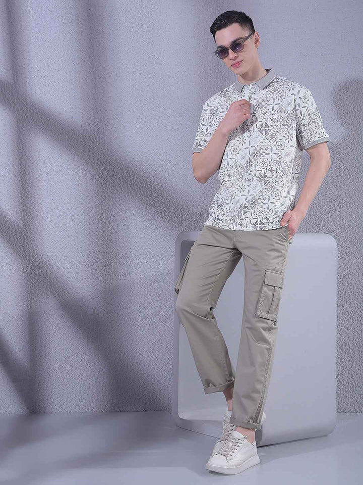 Grey Straight Cargo Trousers