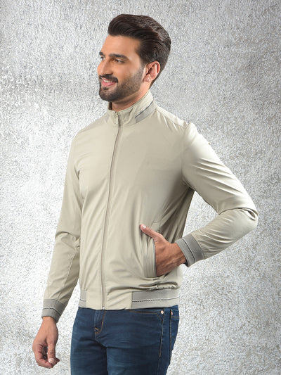 Beige Printed Puffer Jacket