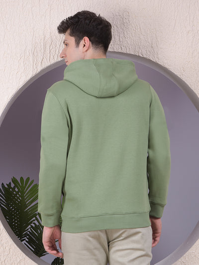 Green Typographic Print Hooded Neck Sweatshirt