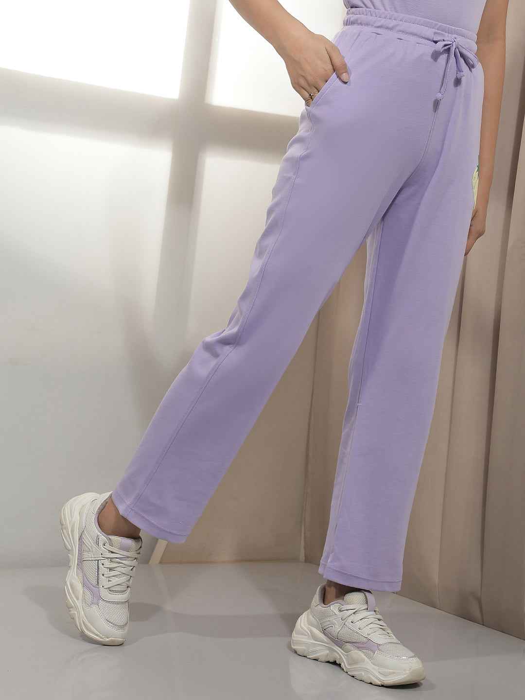 Purple Embroidery Trackpants