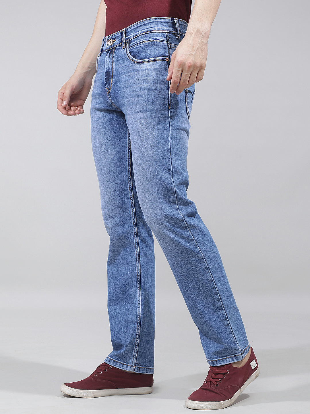 Structured Coastal Blue Straight Jeans