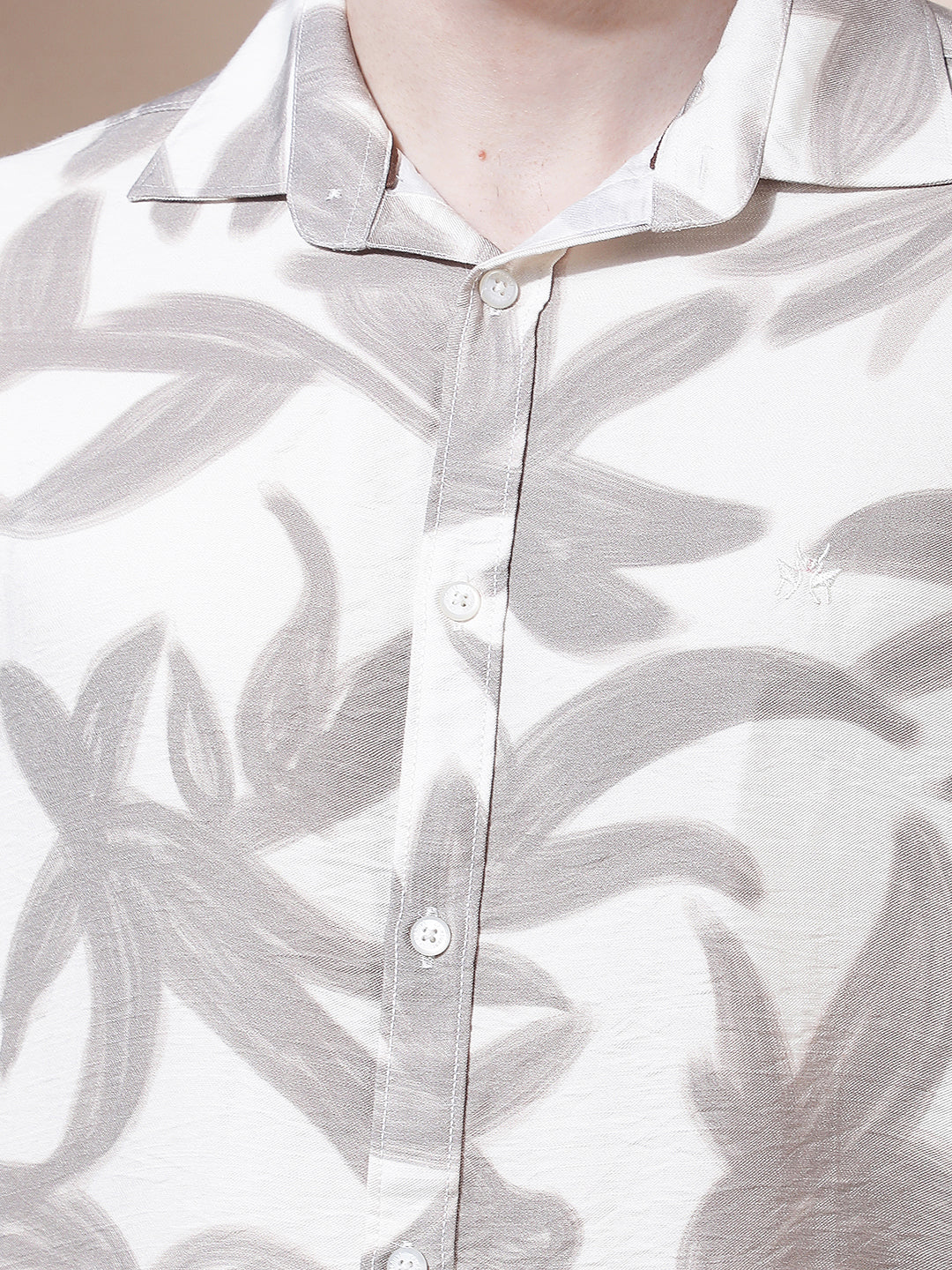 Beige Botanical Print Shirt