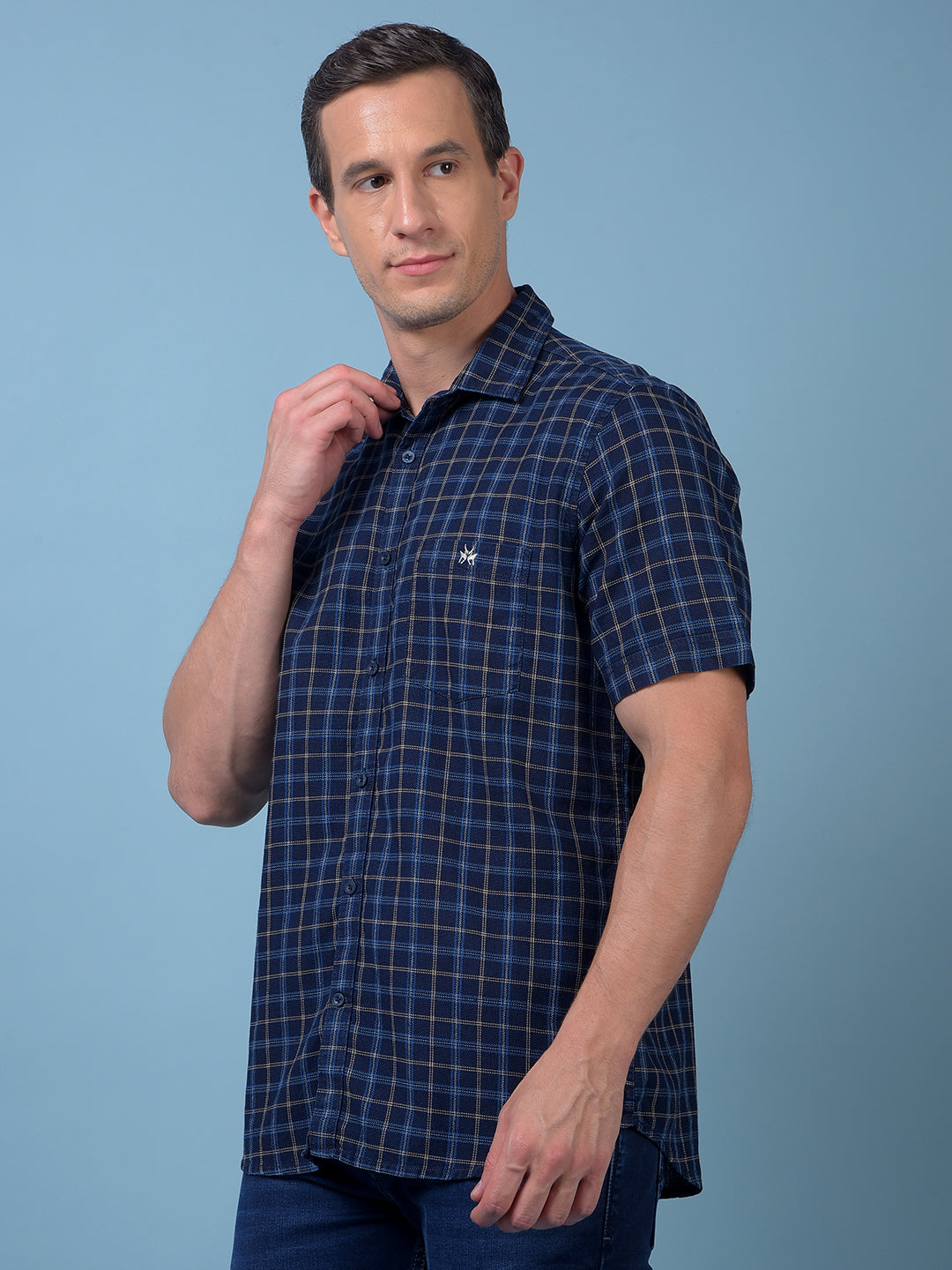 Blue Checked 100% Cotton Shirt