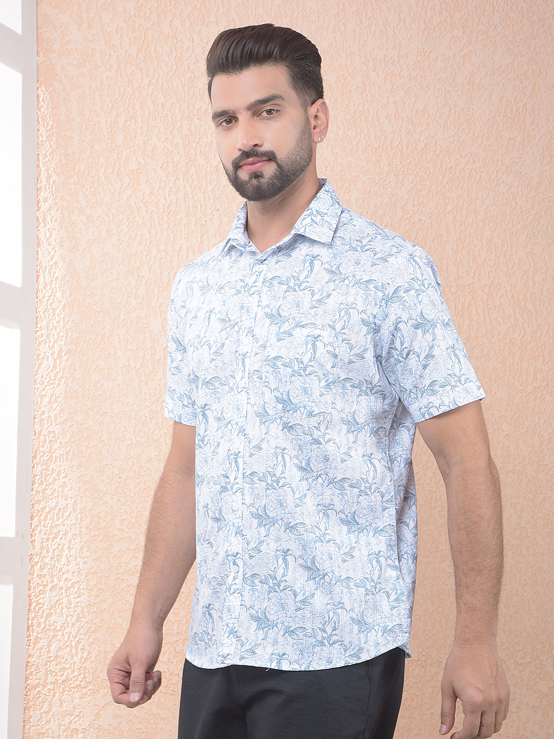 Blue Floral Print Shirt