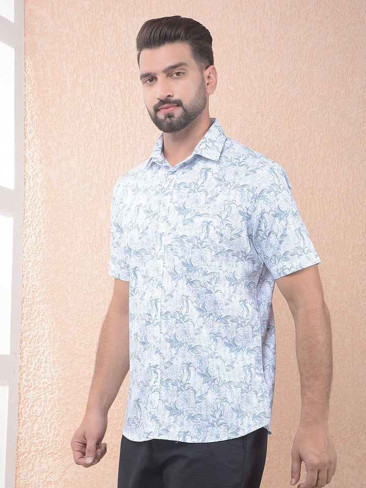 Blue Floral Print Shirt