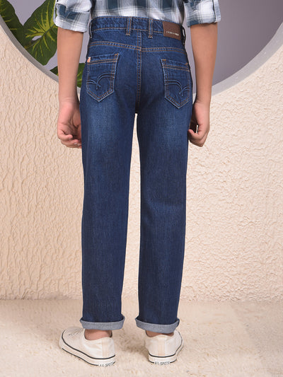 Chic Navy Blue Straight Jeans