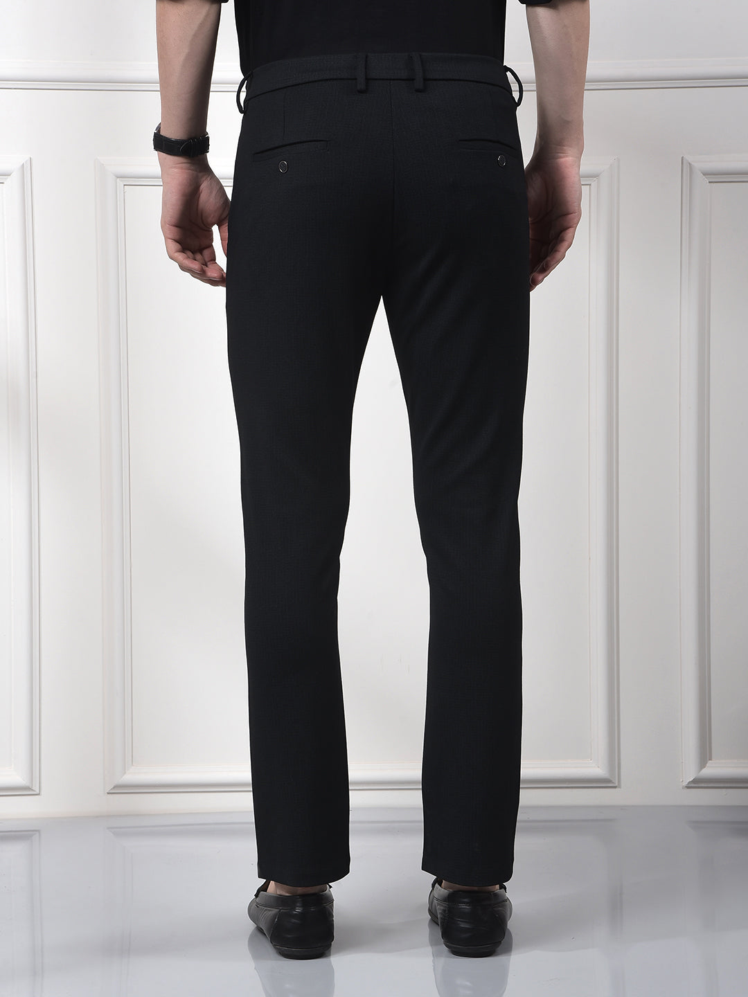 Navy Blue Printed Knitted Trousers