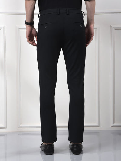 Navy Blue Printed Knitted Trousers