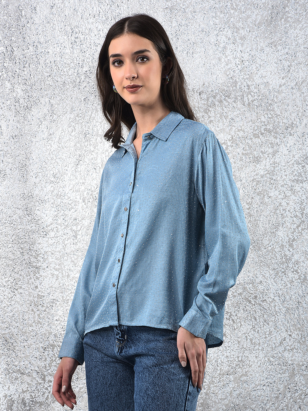 Blue Embellished Chic Shirt