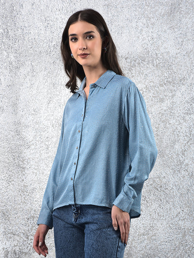 Blue Embellished Chic Shirt