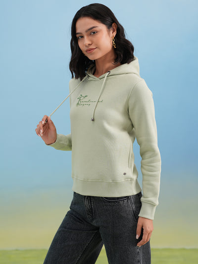 Green Hooded Neck Sweatshirt