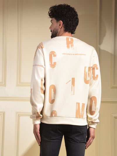 Beige Typographic Print Sweatshirt
