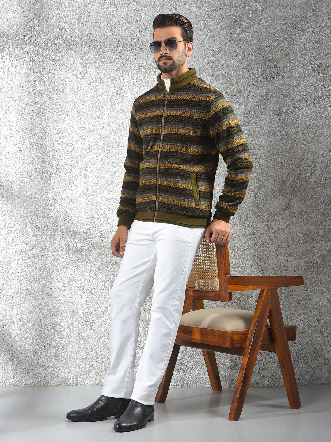 Green Jacquard Reversible Jacket