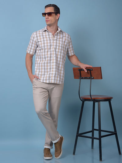 Yellow Checked 100% Cotton Shirt