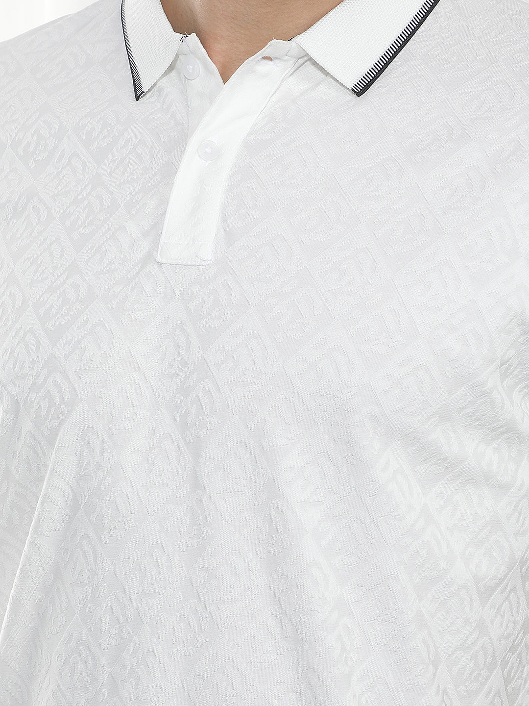 White Jacquard Polo T-Shirt