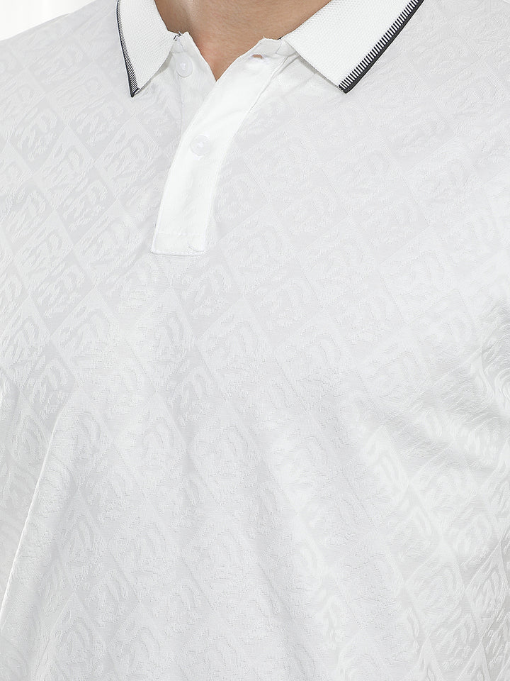 White Jacquard Polo T-Shirt
