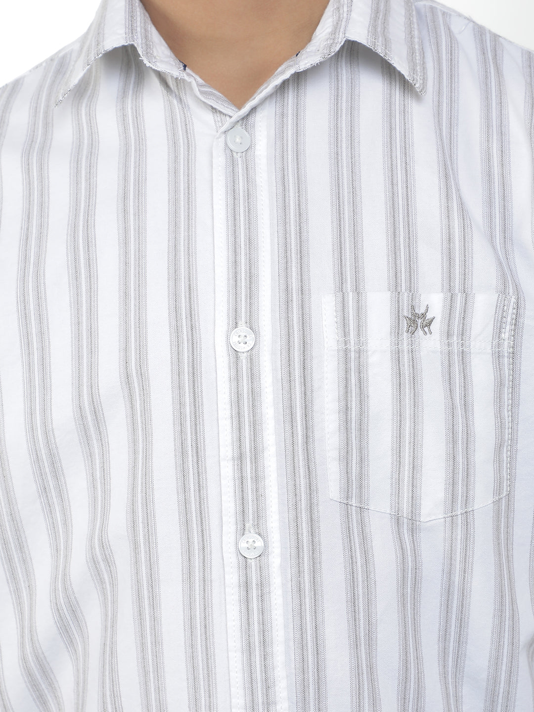 White 100% Cotton Striped Shirt