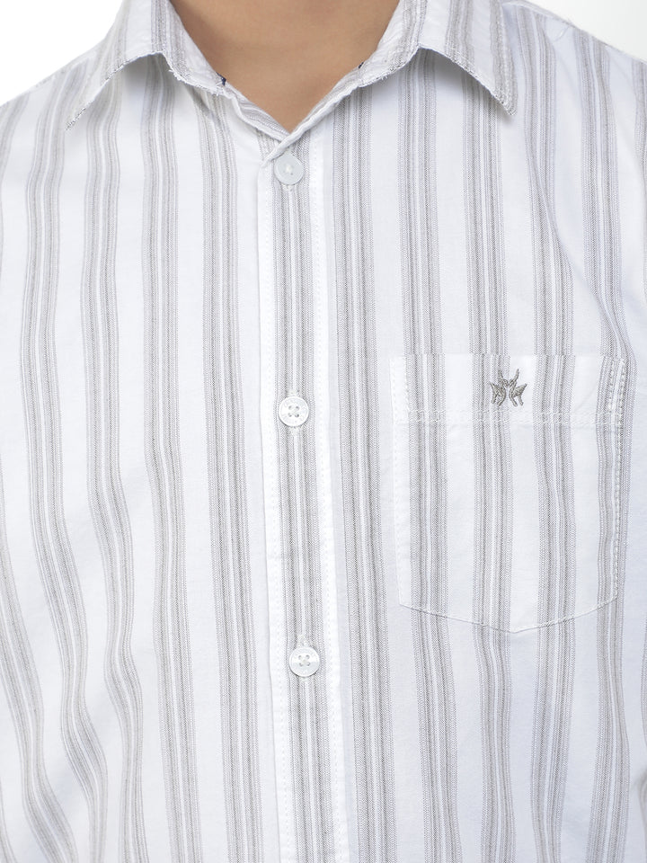 White 100% Cotton Striped Shirt