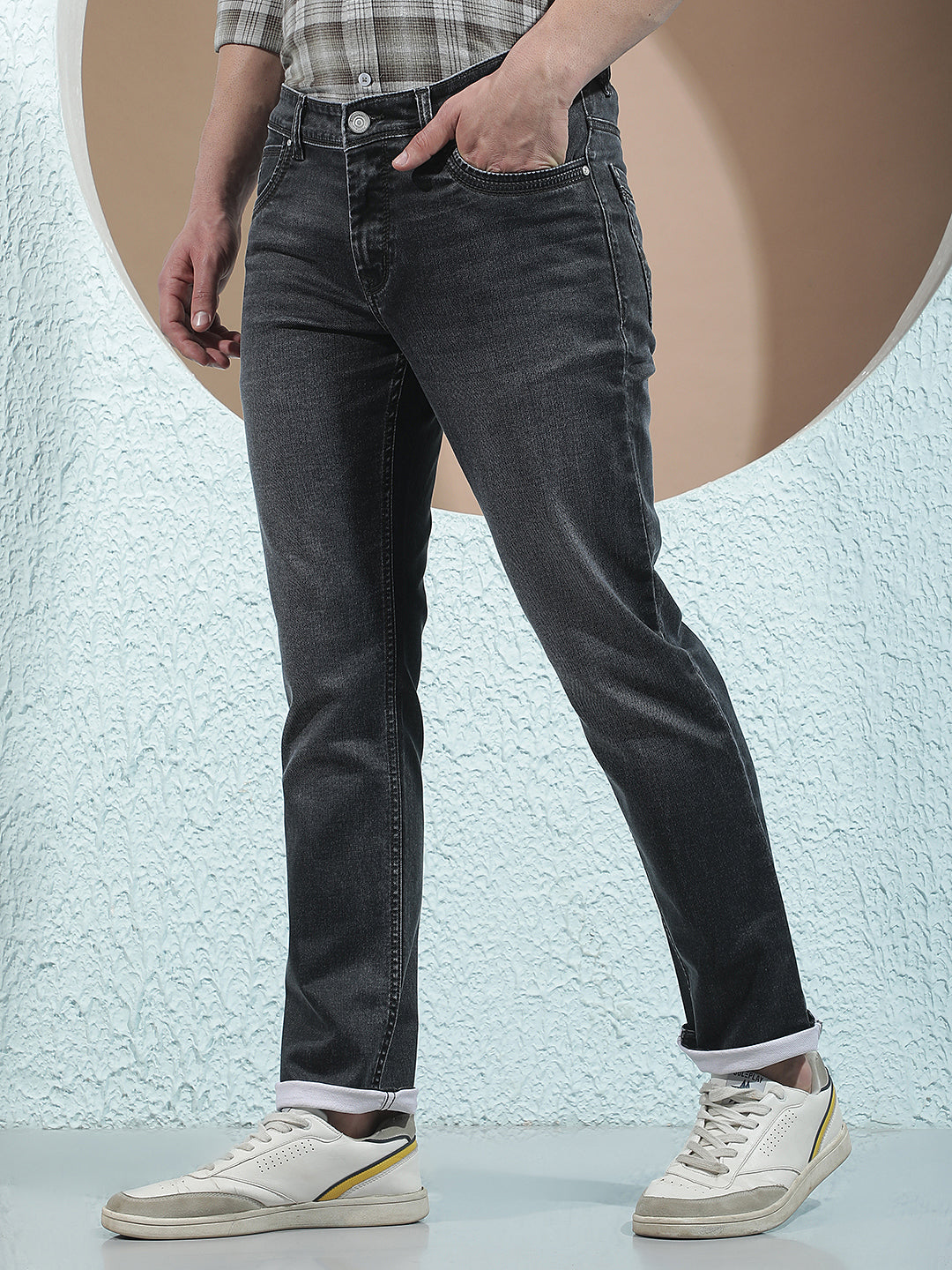 Black Cotton Casual Jeans