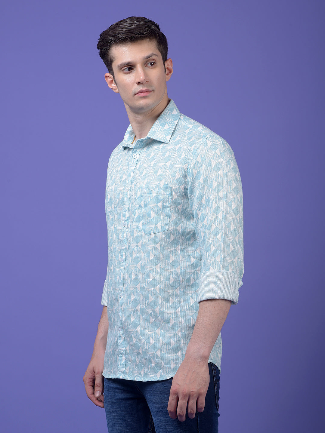Green Printed 100% Cotton Shirt