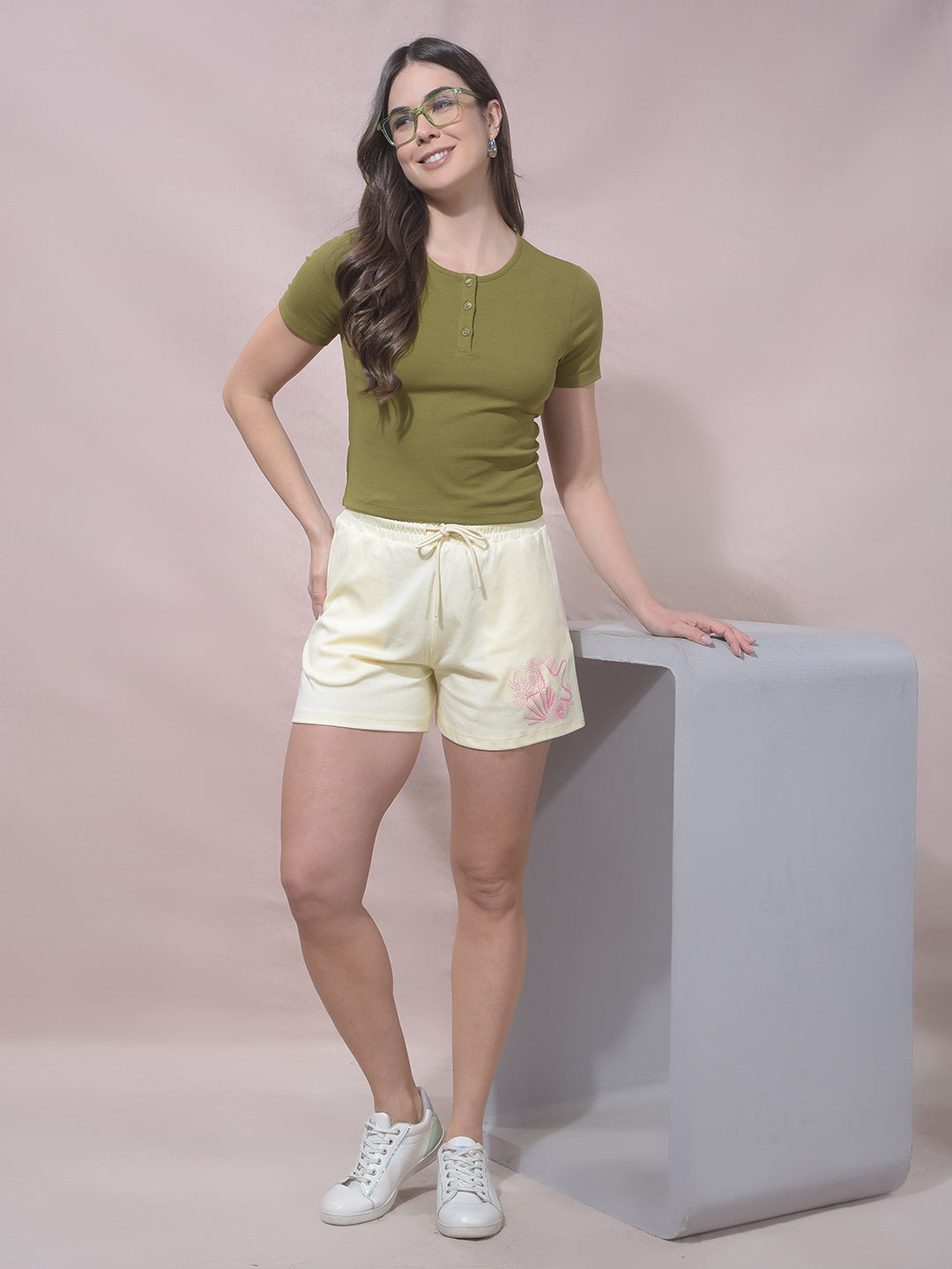 Olive Modal Cropped T-Shirt