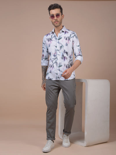 Multi-Color Floral Print Linen Shirt