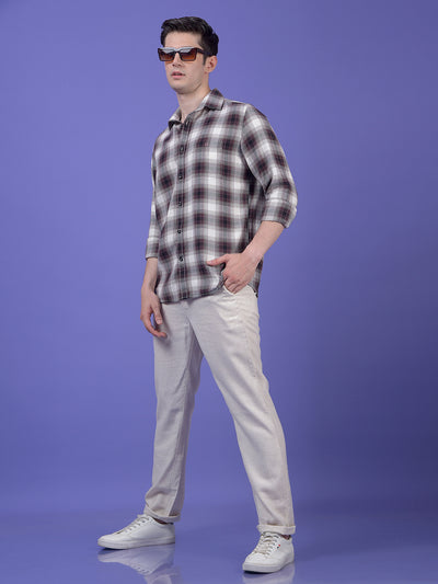 Off White Textured Trousers