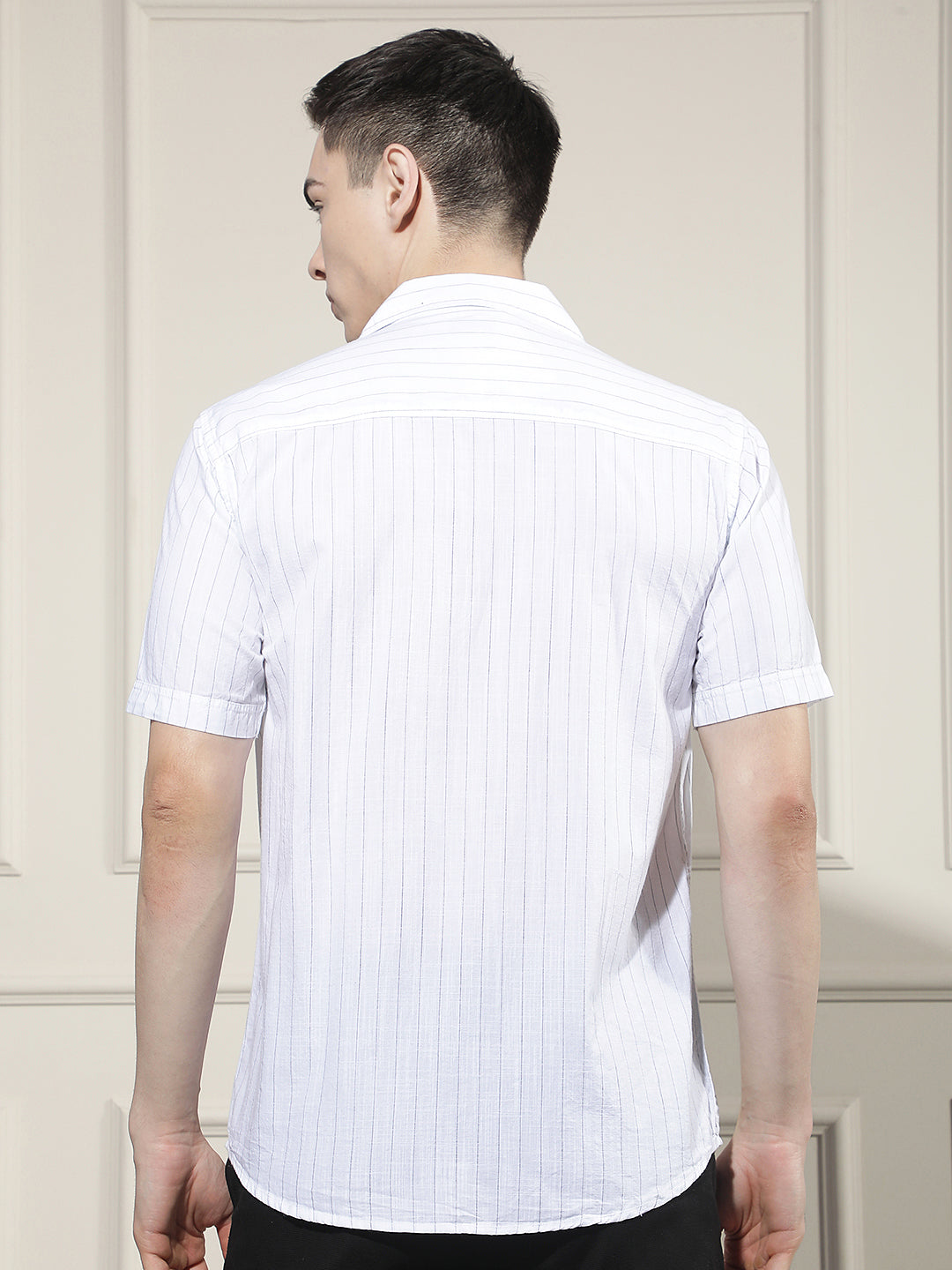 White Vertical Striped 100% Cotton Shirt