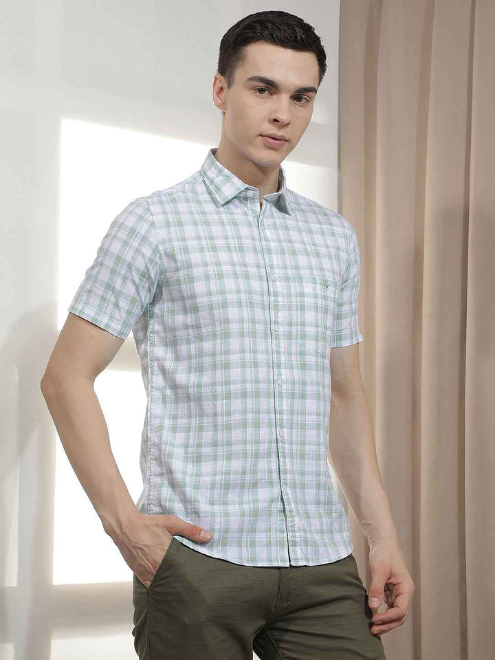 Green Checked 100% Cotton Shirt