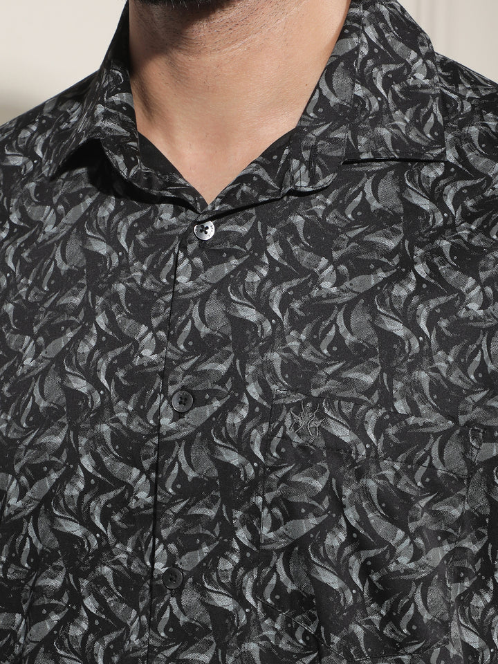 Black Printed 100% Cotton Shirt