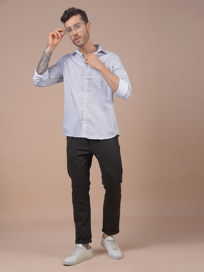 White Printed 100% Cotton Shirt