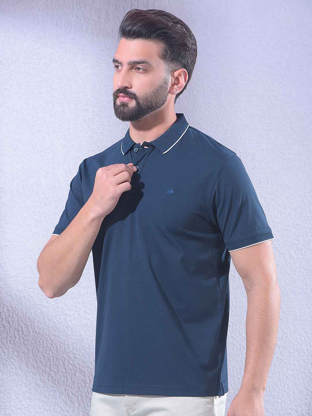 Navy Blue Polo Neck T-Shirt