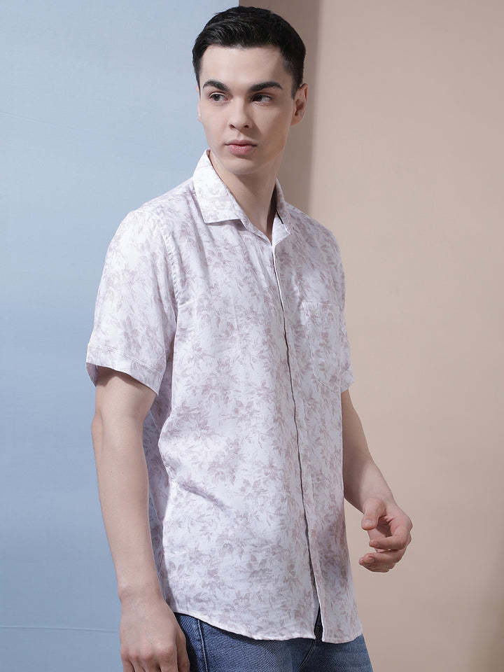 Purple Floral Print Shirt