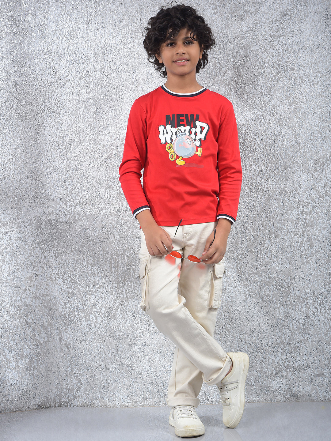 Red Typographic Print 100% Cotton T-Shirt