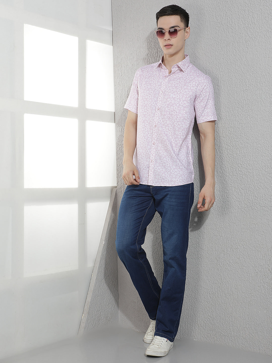 Pink Floral Print Modal Shirt