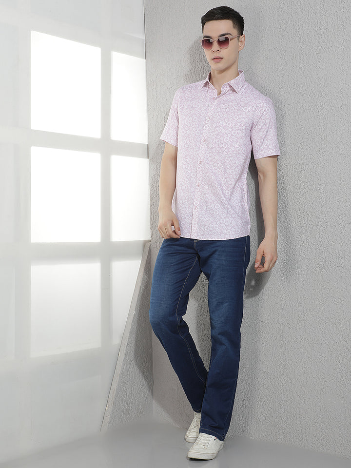 Pink Floral Print Modal Shirt